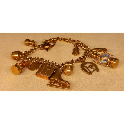 356 - 9CT GOLD CHARM BRACELET