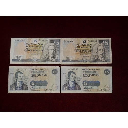 399 - 4 SCOTTISH £5 NOTES