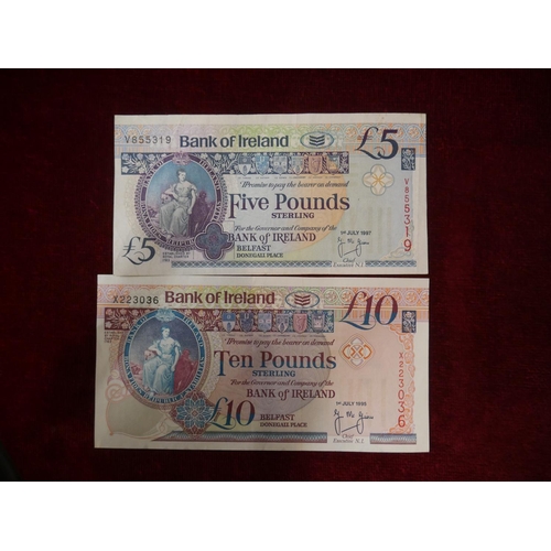 413 - 2 BANK OF IRELAND NOTES - NEAR MINT