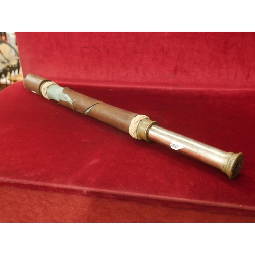 459 - ANTIQUE BRASS & LEATHER MILITARY TELESCOPE - W OTTWAY & CO LONDON - NEEDS REPAIRS