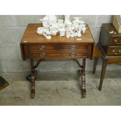 489 - MAHOGANY INLAID SOFA TABLE