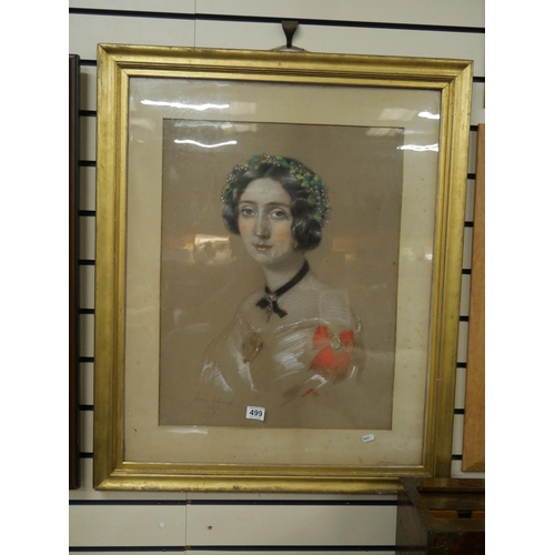 499 - 19TH C. FRAMED PORTRAIT PASTEL OF LADY NAPIER BY JAMES SWINTON