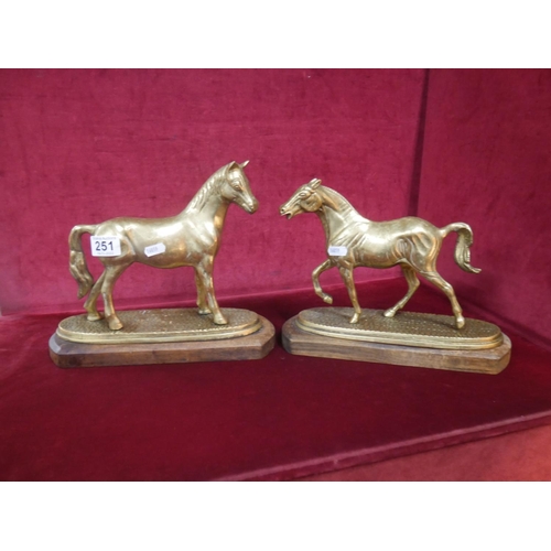 251 - 2 BRASS HORSES