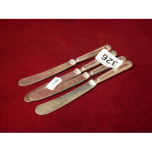 326 - 4 SILVER HANDLED BUTTER KNIVES