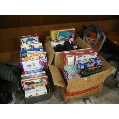 831 - 2 BOXES OF GAMES & 2 BOXES OF BOOKS