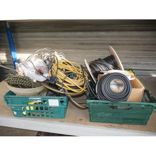 108 - 2 CRATES OF TOOLS & WIRE ETC