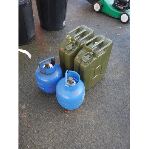 37 - 2 JERRY CANS & CAMPING CYLINDERS