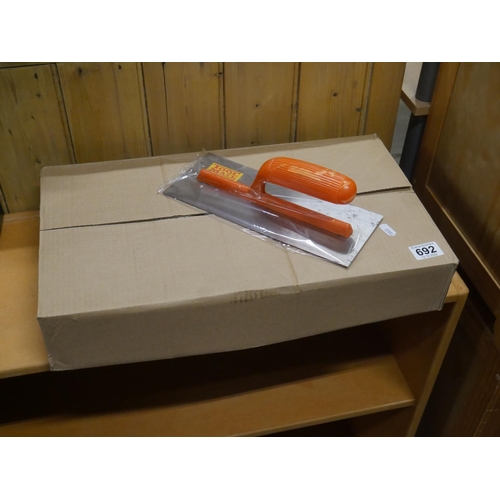 692 - BOX OF STEEL TROWELS