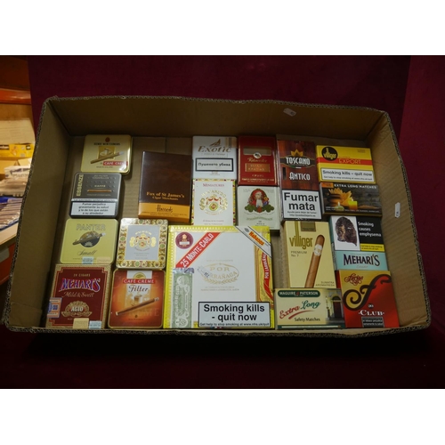 717 - BOX OF OLD TOBACCO TINS