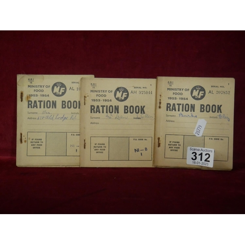 312 - 3 RATION BOOKS