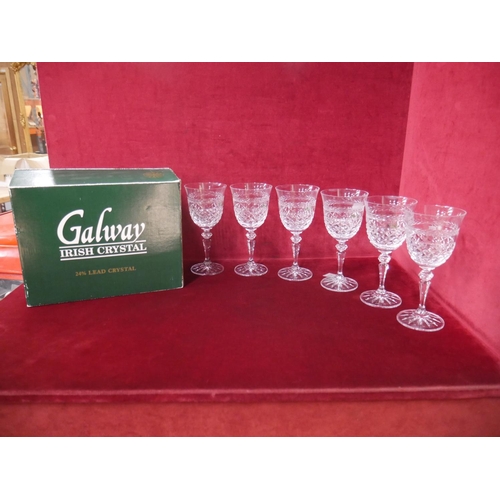 215 - 6 GALWAY WINE GLASSES WITH BOX