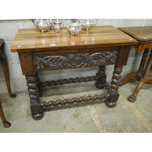 320 - 19TH C. SOLID ROSEWOOD CARVED CENTRE TABLE