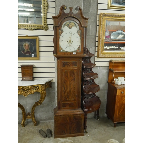 331 - REGENCY BRASS INLAID GRANDFATHER CLOCK WITH WEIGHTS & PENDULUM