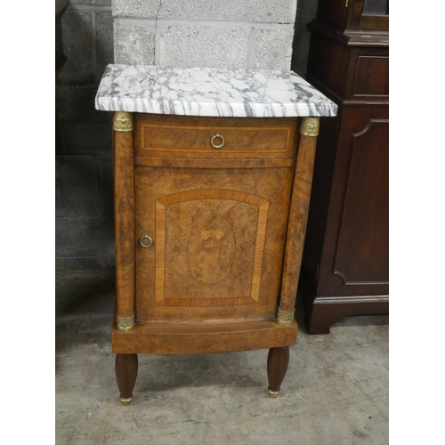 350 - WALNUT & MARBLE TOP SIDE CABINET