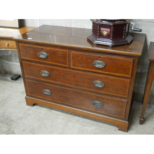 354 - GEORGIAN STYLE 2 OVER 3 INLAID CHEST OF DRAWERS