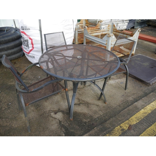 11 - GARDEN TABLE & 3 CHAIRS - NEEDS PAINTED