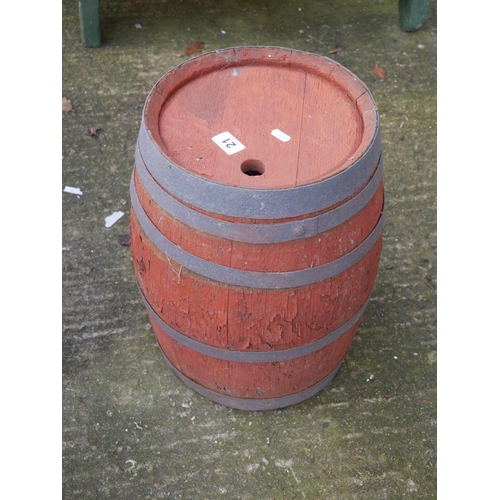 21 - SMALL WOODEN BARREL