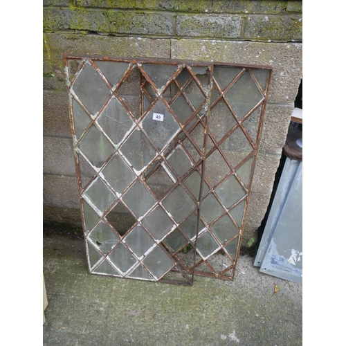 49 - 2 METAL DIAMOND WINDOW FRAMES