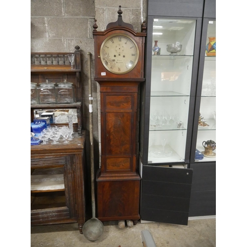 276 - PAINTED DIAL GRANDFATHER CLOCK WITH WEIGHTS, NO PENDULUM - GRAYS OF BELFAST