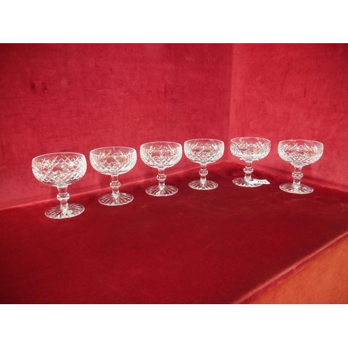 283 - 6 WATERFORD DESSERT GLASSES - ONE CHIPPED