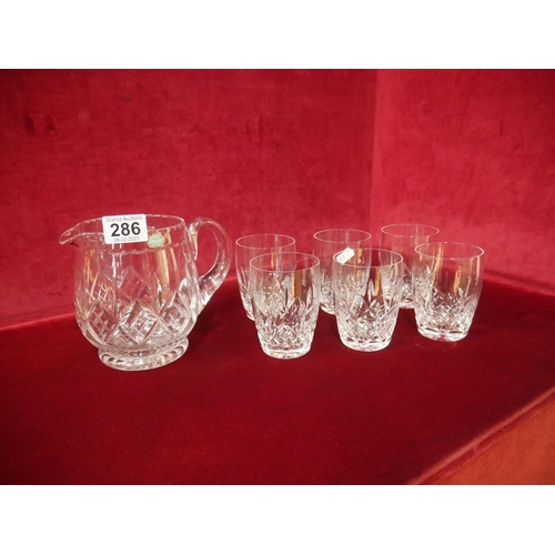 286 - STEWART CRYSTAL JUG & SET OF 6 GLASSES