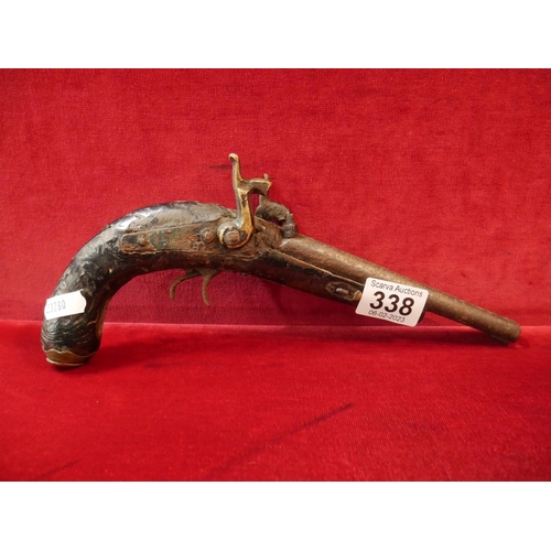 338 - ANTIQUE PERCUSSION CAP DOUBLE BARREL PISTOL