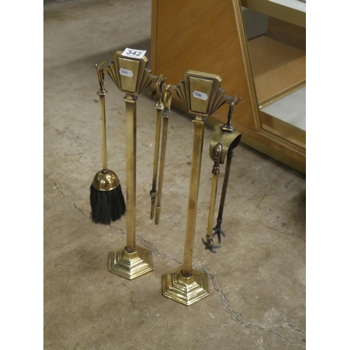 342 - BRASS COMPANION SET