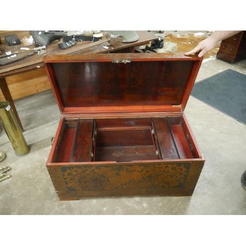 359 - ANTIQUE MARQUERTY INLAID TRUNK