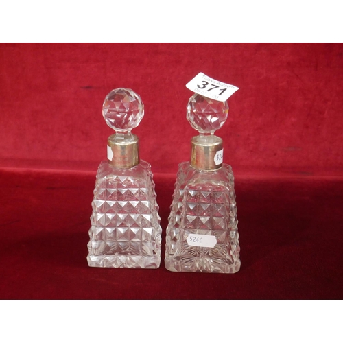 371 - PAIR OF SILVER COLLARED SCENT BOTTLES