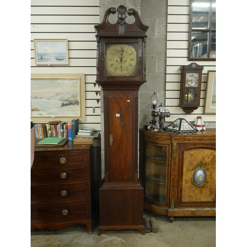 415 - 18TH C. IRISH BRASS DIAL GRANDFATHER CLOCK BY WILL MCCABE LISBURN