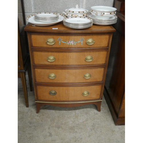 437 - PAINTED SATINWOOD BOW FRONT CHEST