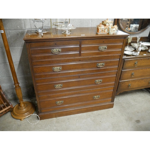 445 - LATE VICTORIAN 2 OVER 3 CHEST OF DRAWERS