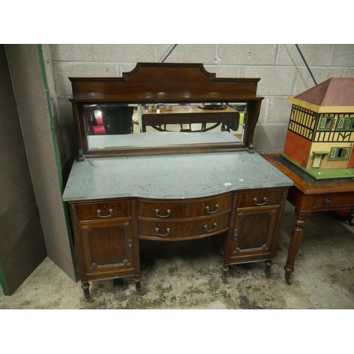 454 - LARGE MAHOGANY MARBLE TOP WASH STAND