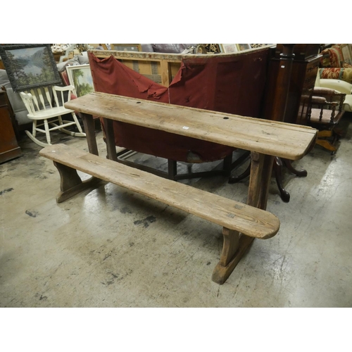 471 - OLD PITCH PINE SCHOOL BENCH