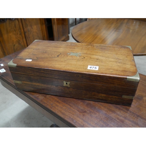 475 - BRASS BOUND ROSEWOOD BOX 1849