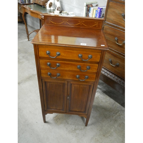 476 - EDWARDIAN INLAID MUSIC CABINET