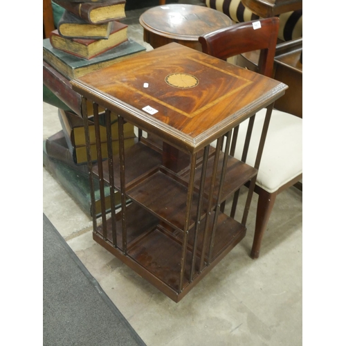 491 - EDWARDIAN STYLE INLAID REVOLVING BOOKCASE