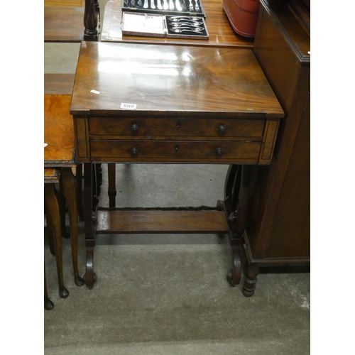 509 - 2 DRAWER LAMP TABLE WITH LYRE ENDS