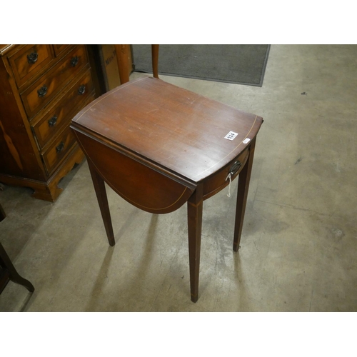 524 - ONE DRAWER DROP LEAF INLAID TABLE