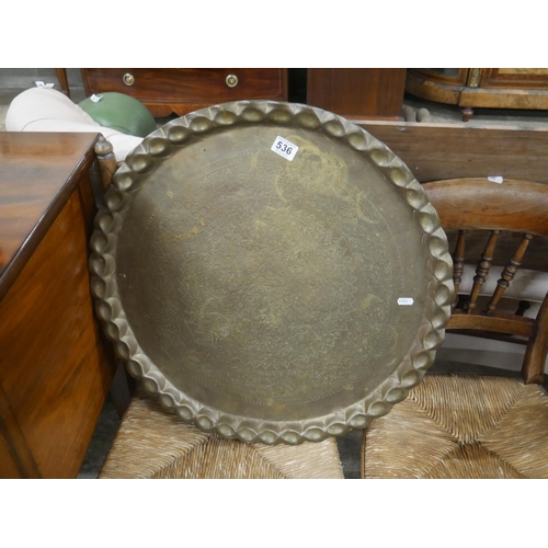 536 - LARGE BRASS TRAY TOP