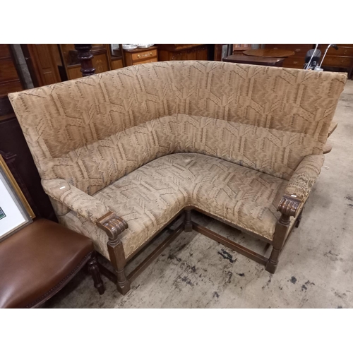 549 - CORNER WOODEN FRAMED SETTEE