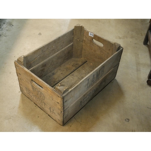 616 - OLD WOODEN CRATE