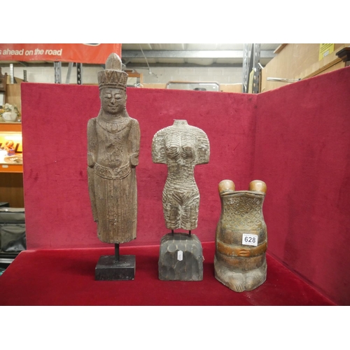 628 - 3 CARVED FIGURES