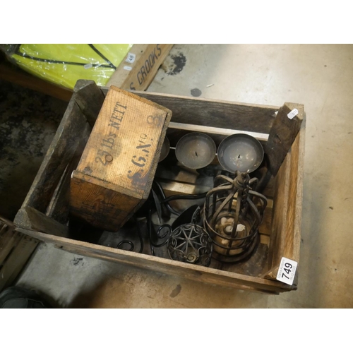 749 - WOODEN CRATE & CONTENTS