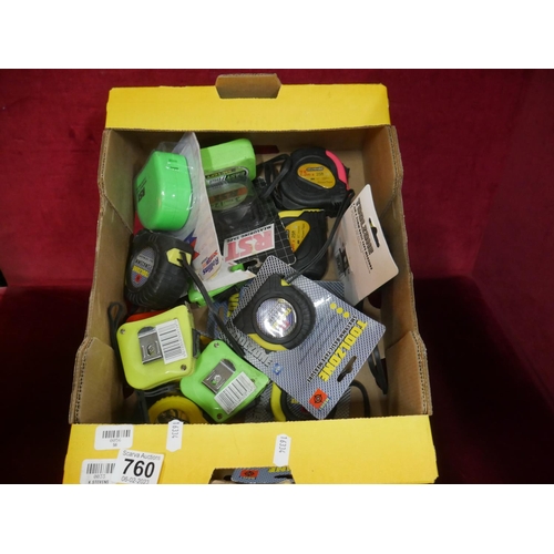 760 - BOX OF MEASURING TAPES