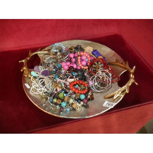 765 - TRAY OF COSTUME JEWELLERY