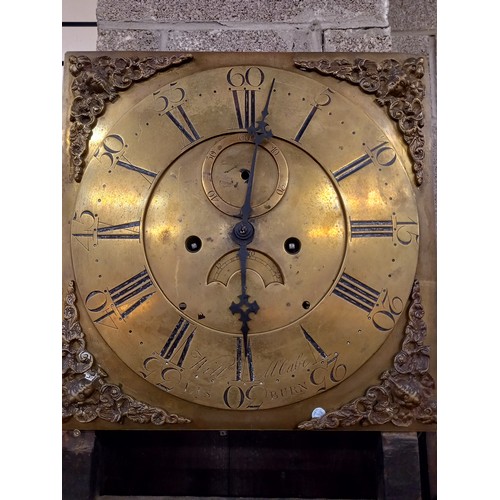 415 - 18TH C. IRISH BRASS DIAL GRANDFATHER CLOCK BY WILL MCCABE LISBURN