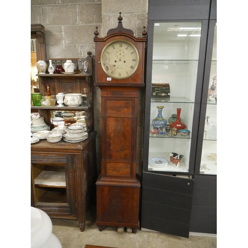 304 - PAINTED DIAL GRANDFATHER CLOCK WITH WEIGHTS, NO PENDULUM - GRAYS OF BELFAST