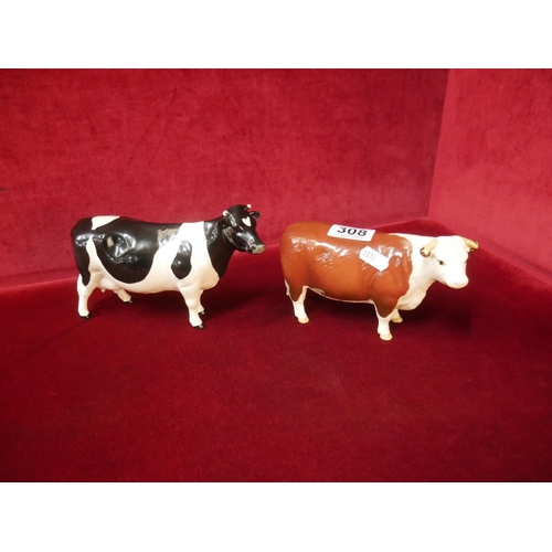 308 - BESWICK COW & BULL - HORN DAMAGED