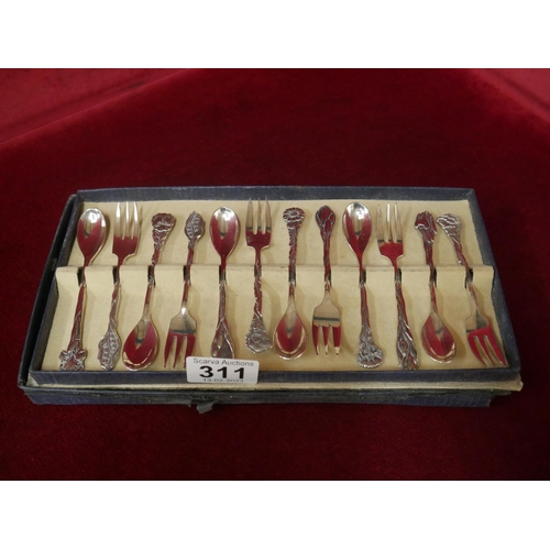 311 - GERO ZILVIUM BOXED SILVER PASTRY FORKS & SPOONS